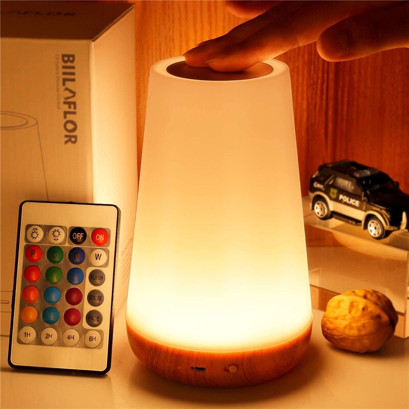 LED 멀티 컬러 야간 조명, 원격 제어, 터치 디밍 테이블 램프, 책상, 침대 머리맡 램프, USB 충전, 부모-자식 야외 램프
